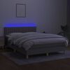 vidaXL Cama box spring c/ colch&atilde;o e LED 140x190 cm tecido cinza-claro