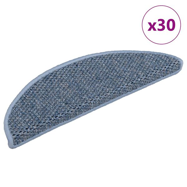 vidaXL Tapetes escada adesivos aspeto sisal 30 pcs 56x17x3 cm azul