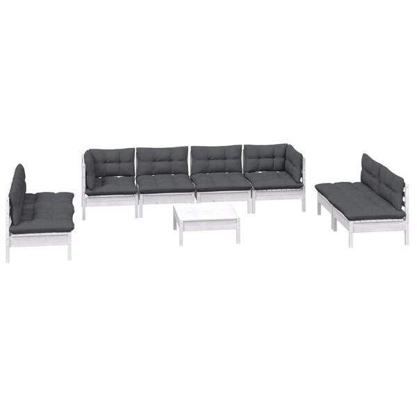vidaXL 9 pcs conjunto lounge de jardim c/ almofad&otilde;es pinho maci&ccedil;o