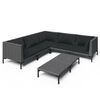 vidaXL 6 pcs conj. lounge jardim c/ almofad&otilde;es vime PE cinzento-escuro