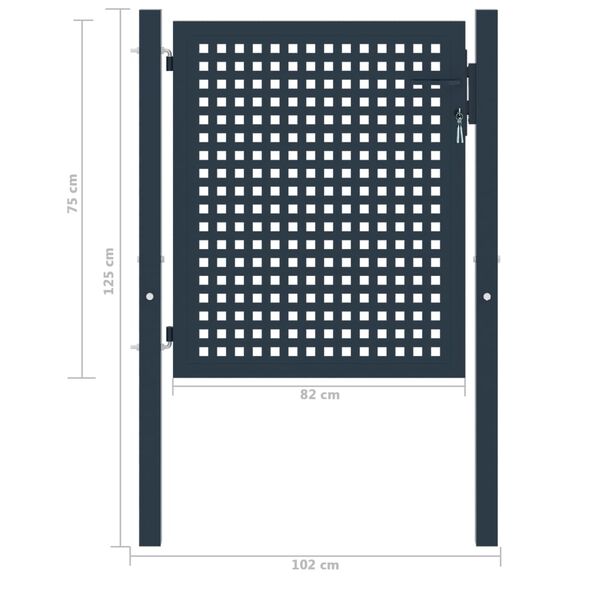 vidaXL Port&atilde;o de cerca Antracite 102x75 cm A&ccedil;o