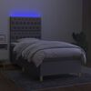 vidaXL Cama box spring c/ colch&atilde;o e LED 80x200 cm tecido cinza-claro