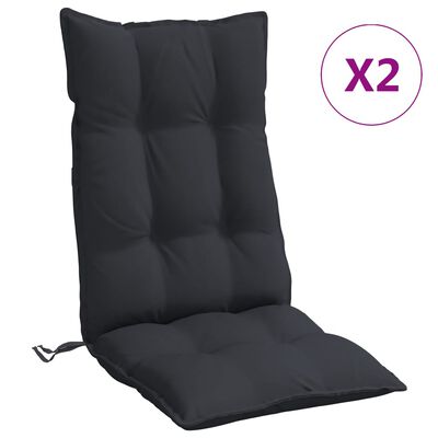 vidaXL Almofadões p/ cadeira encosto alto 2 pcs tecido oxford preto