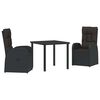vidaXL Conjunto de Jantar para Jardim 3 unid. Preto vime PE
