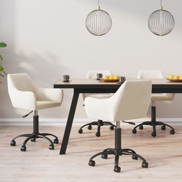 vidaXL Cadeiras de jantar girat&oacute;rias 4 pcs veludo cor creme