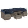 vidaXL Conjunto de sof&aacute; de jardim com 8 pe&ccedil;as e almofadas em rattan sint&eacute;tico cinza