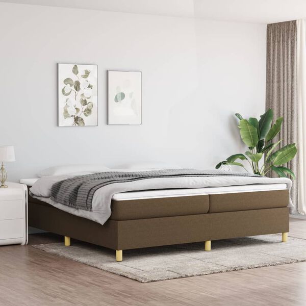 vidaXL Cama com molas/colch&atilde;o 200x200 cm tecido castanho-escuro