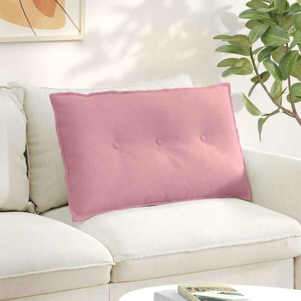 vidaXL Travesseiro para Costas Rosa 80 x 50 cm Tecido de Veludo Cotele