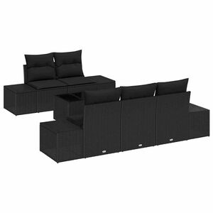 vidaXL Conjunto de Sof&aacute; de Jardim com almofada 6 pcs Preto vime PE