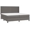 vidaXL Cama box spring c/ colch&atilde;o/LED 200x200cm couro artificial cinza