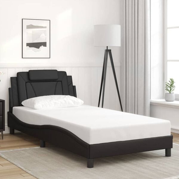 vidaXL Estrutura de cama Viana sem colch&atilde;o 100x200 cm couro artificial preto