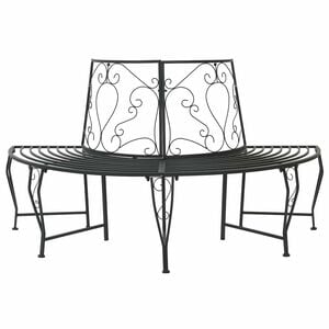 vidaXL Banco de &Aacute;rvore 4-N&uacute;mero de lugares 160 x 80 x 89 cm A&ccedil;o Preto
