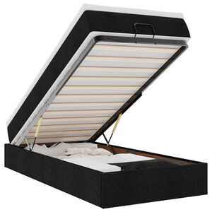 vidaXL Estrutura de cama otomana com colch&atilde;o preto 80x200cm tecido