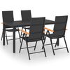 vidaXL 5 pcs conjunto de jantar para jardim preto e castanho