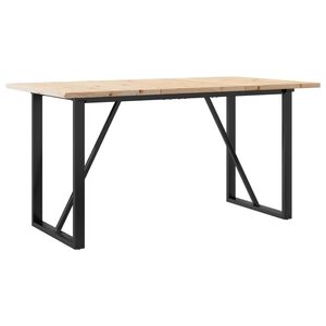 vidaXL Mesa de jantar estrutura em O 160x80x75,5cm pinho/aço