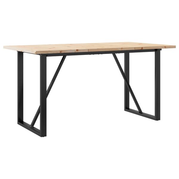 vidaXL Mesa de jantar estrutura em O 160x80x75,5cm pinho/aço