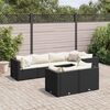 vidaXL 7 pcs conjunto lounge de jardim c/ almofad&otilde;es vime PE preto