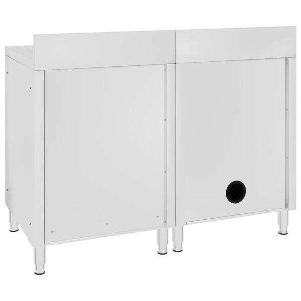 vidaXL Arm&aacute;rio c/ lava-lou&ccedil;a cozinha comercial 120x60x96cm a&ccedil;o inoxid.