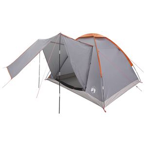 vidaXL Barraca de Camping Cinza e Laranja 4 pessoas Poli&eacute;ster e A&ccedil;o