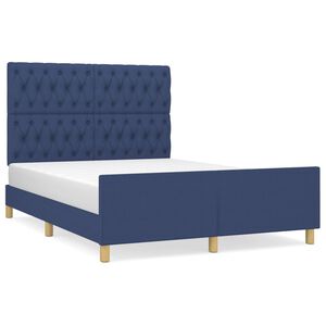 vidaXL Estrutura de cama sem colch&atilde;o 140x200 cm tecido azul