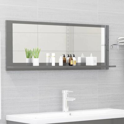 vidaXL Espelho casa de banho 100x10,5x37cm contrap. cinzento brilhante