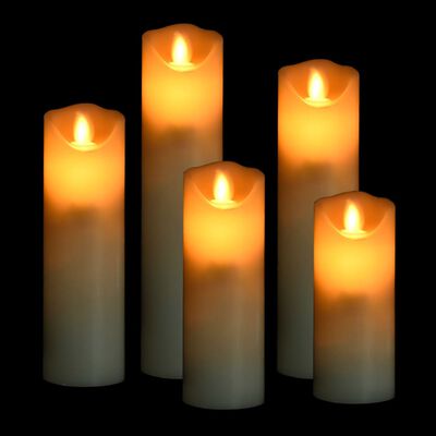 vidaXL 5 pcs conjunto de velas LED c/ controlo remoto branco quente
