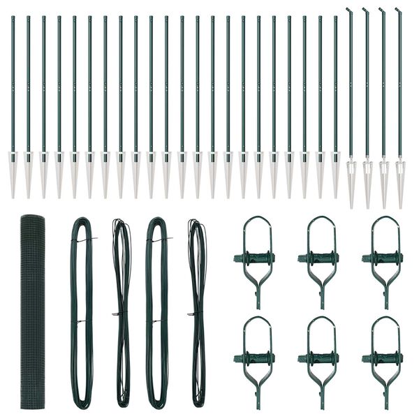 vidaXL Poste de Cerca Verde 50 x 1,2 m (malha de 19 x 19 mm) A&ccedil;o e PVC