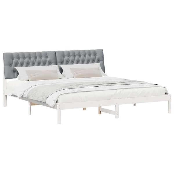 vidaXL Estrutura de Cama com Cabeceira Estofada Branco 200 x 200 cm
