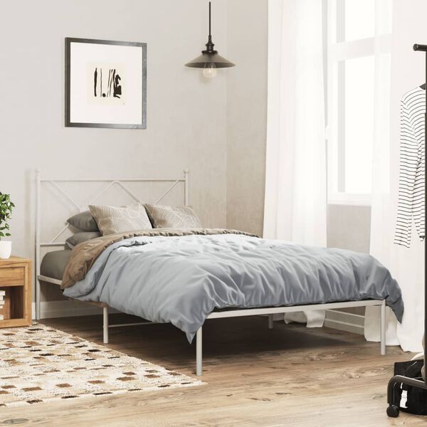 vidaXL Estrutura de cama com cabeceira 100x190 cm metal branco
