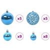 vidaXL Conjunto de Bolas de Natal com 150 LEDs 61 pcs Azul Pl&aacute;stico