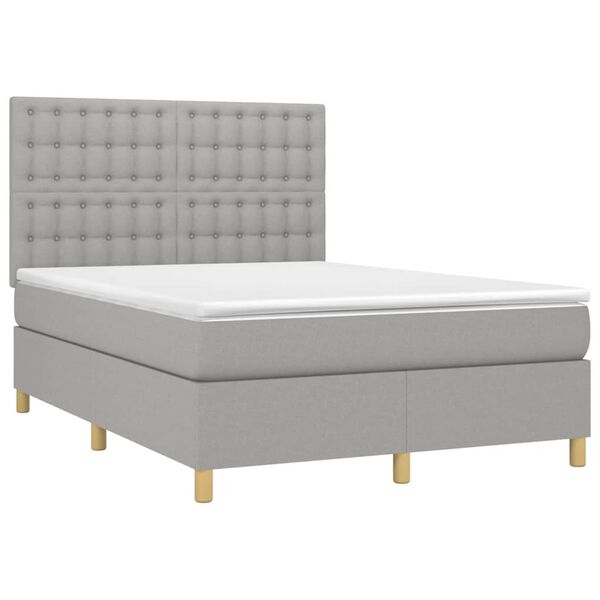 vidaXL Cama com molas/colch&atilde;o 140x190 cm tecido cinzento-claro