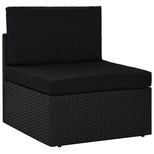 vidaXL 6 pcs conjunto lounge de jardim c/ almofad&otilde;es vime PE preto