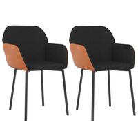vidaXL Cadeiras de jantar 2 pcs tecido/couro artificial preto