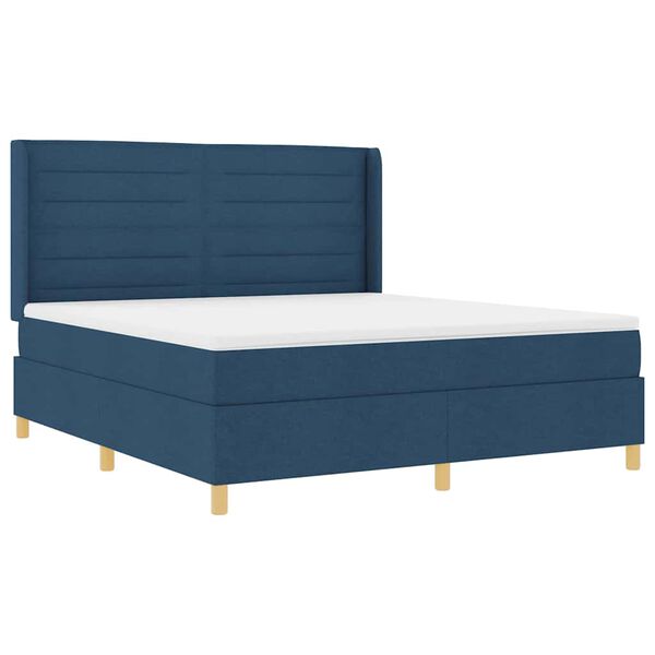 vidaXL Cama Box com colch&atilde;o com cabeceira Azul 140 x 200 cm tecido