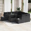 vidaXL Conjunto de Sof&aacute; de Jardim com almofada 9 pcs Preto vime PE
