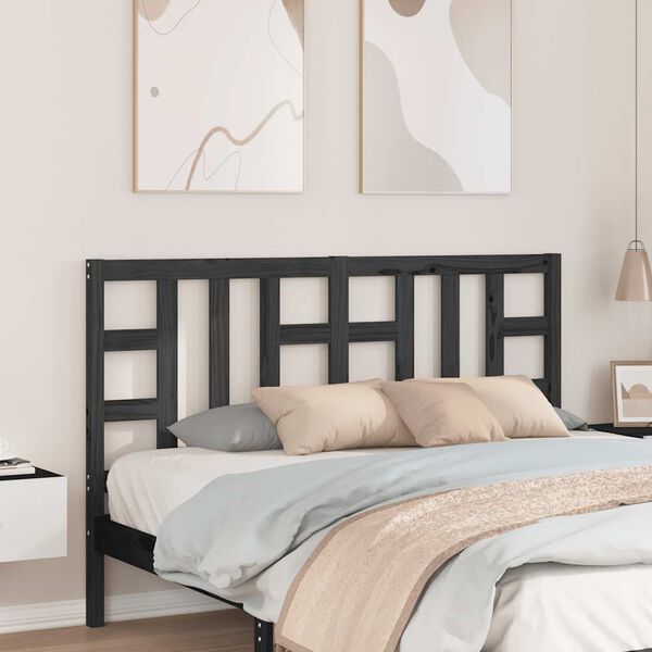 vidaXL Cabeceira de cama 146x4x100 cm pinho maciço preto