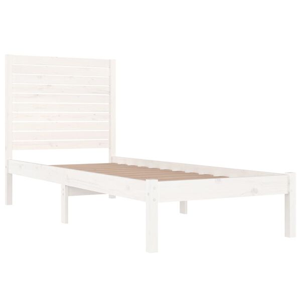 vidaXL Estrutura de cama solteiro 90x190 cm madeira maci&ccedil;a branco