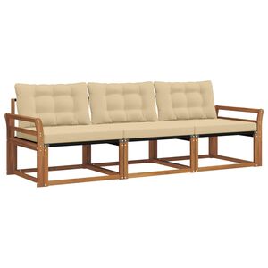 vidaXL Conjunto de Sof&aacute;s para Exterior 3 unid. Natural e Bege