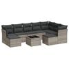 vidaXL 10 pcs conj. sof&aacute;s jardim com almofad&otilde;es vime PE cinzento-claro