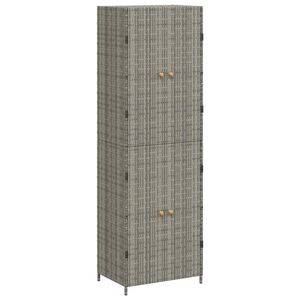 vidaXL Arm&aacute;rio de arruma&ccedil;&atilde;o p/ jardim 59x40x180 cm vime PE cinza