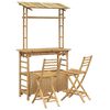 vidaXL Mesa de Bar e Banquinhos para Exterior 3 unid. Natural Bambu