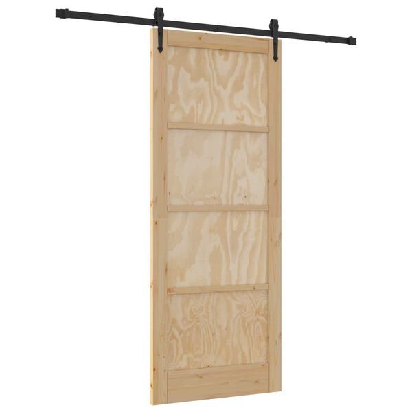 vidaXL Porta Deslizante ORKDAL Natural e Preto 86 x 211 cm