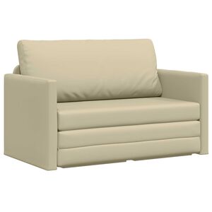 vidaXL Sof&aacute;-Cama Creme 124 x 71 x 78 cm Couro Artificial