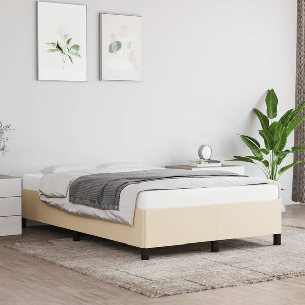 vidaXL Estrutura de cama sem colch&atilde;o 120x190 cm tecido creme