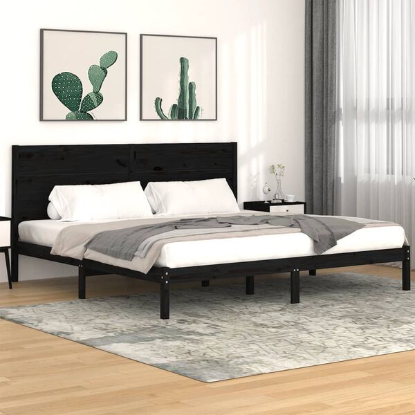 vidaXL Estrutura de cama 200x200 cm pinho maci&ccedil;o preto