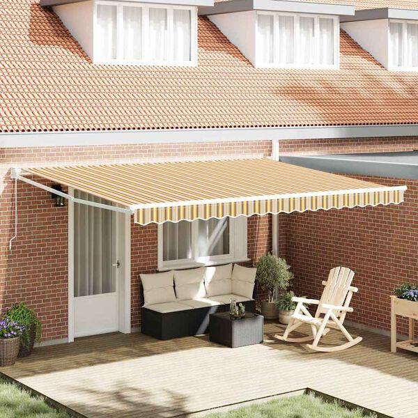 vidaXL Toldo Retr&aacute;til Riscas Multicolor 450 &times; 300 cm Poli&eacute;ster e Metal