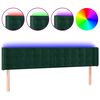 vidaXL Cabeceira cama c/ luzes LED veludo 203x16x78/88 cm verde-escuro