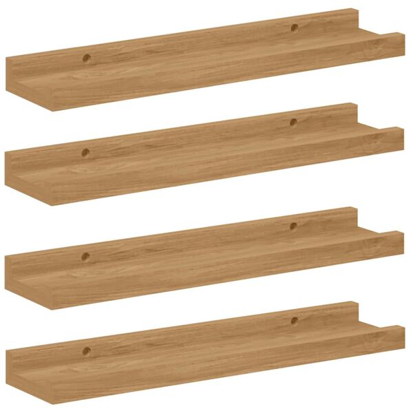 vidaXL Prateleira de Parede 4 pcs Castanho 40 x 9 x 3 cm