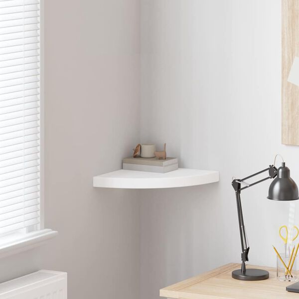 vidaXL Prateleira de canto flutuante branca 35x35x3,8 cm MDF