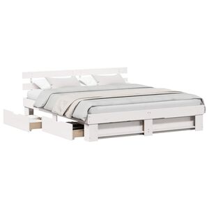 vidaXL Estrutura da Cama com cabeceira com gaveta Branco 200 x 200 cm